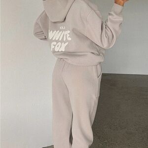 White Fox Boutique Light Gray Logo Hoodie AND Sweatpants set